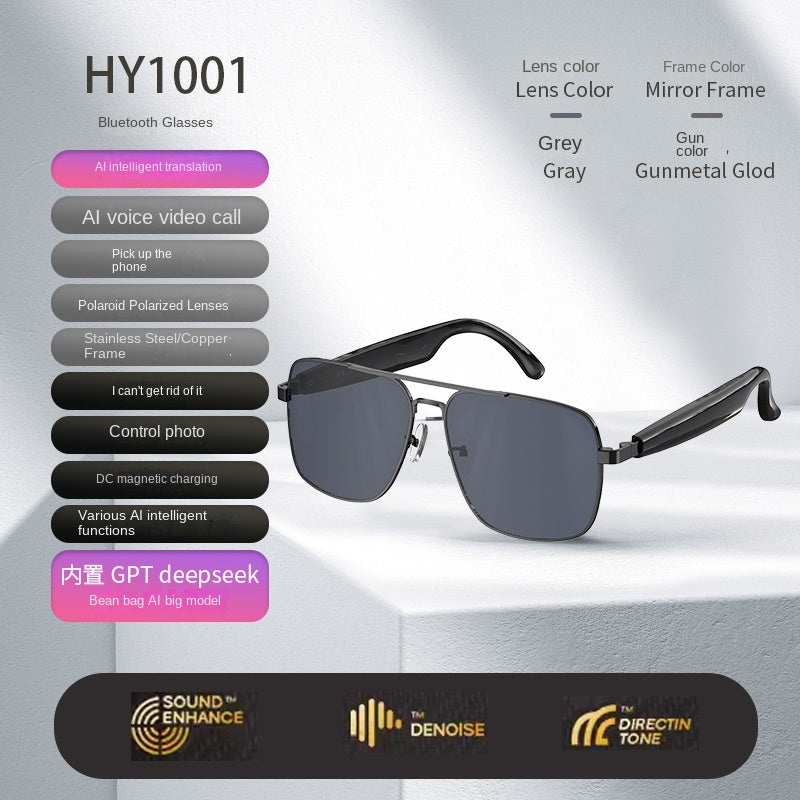 AI Smart Sunglasses – Bluetooth, Real-Time Translation & Open-Ear Audio