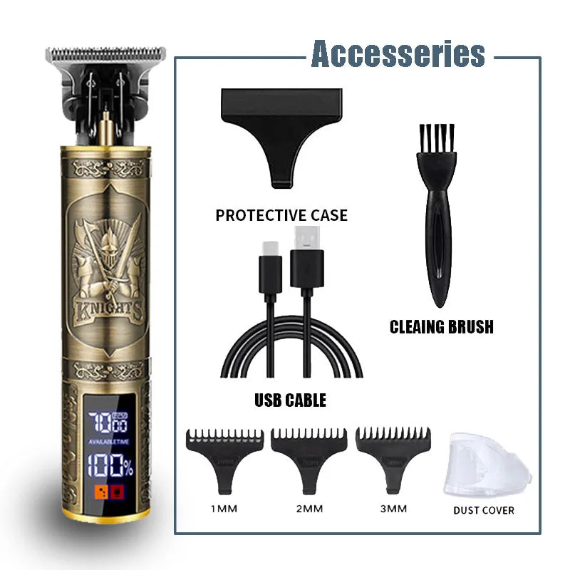 Vintage T9 Rechargeable Hair Clipper & Trimmer for Men
