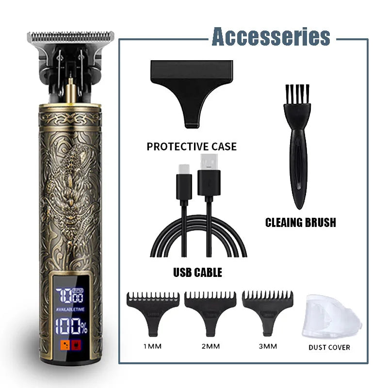 Vintage T9 Rechargeable Hair Clipper & Trimmer for Men