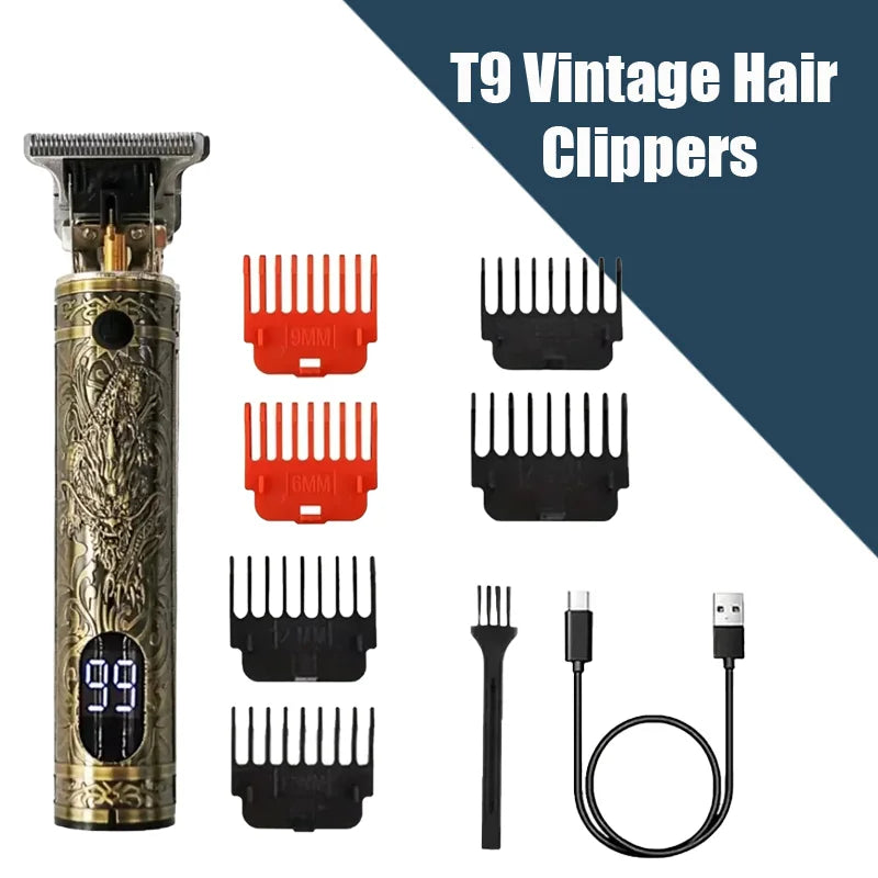 Vintage T9 Rechargeable Hair Clipper & Trimmer for Men