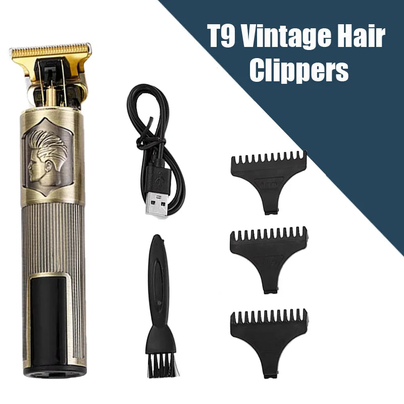 Vintage T9 Rechargeable Hair Clipper & Trimmer for Men