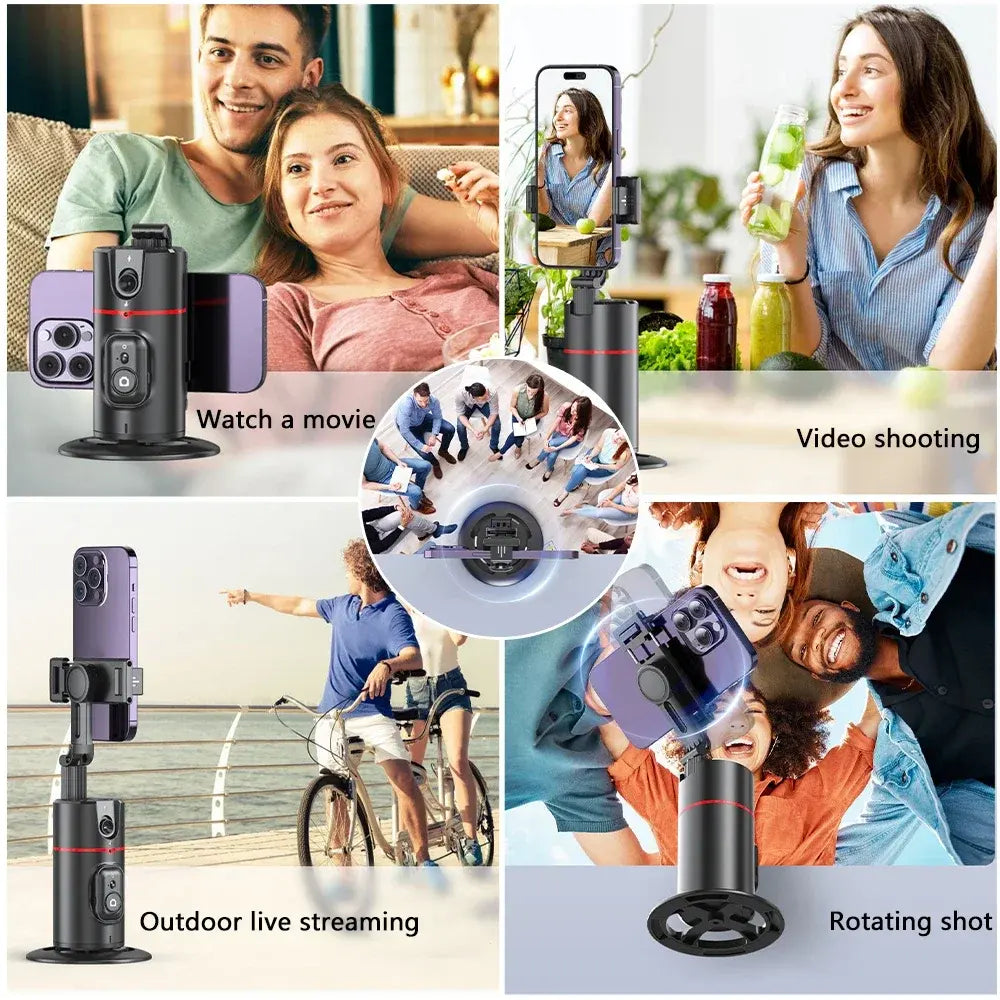 360° AI Face Tracking Gimbal Stabilizer with Gesture Control
