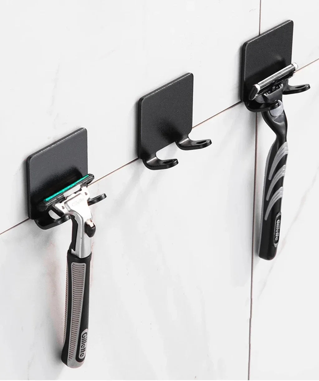 Wall-Mounted Stainless Steel Razor Holder & Shaving Shelf