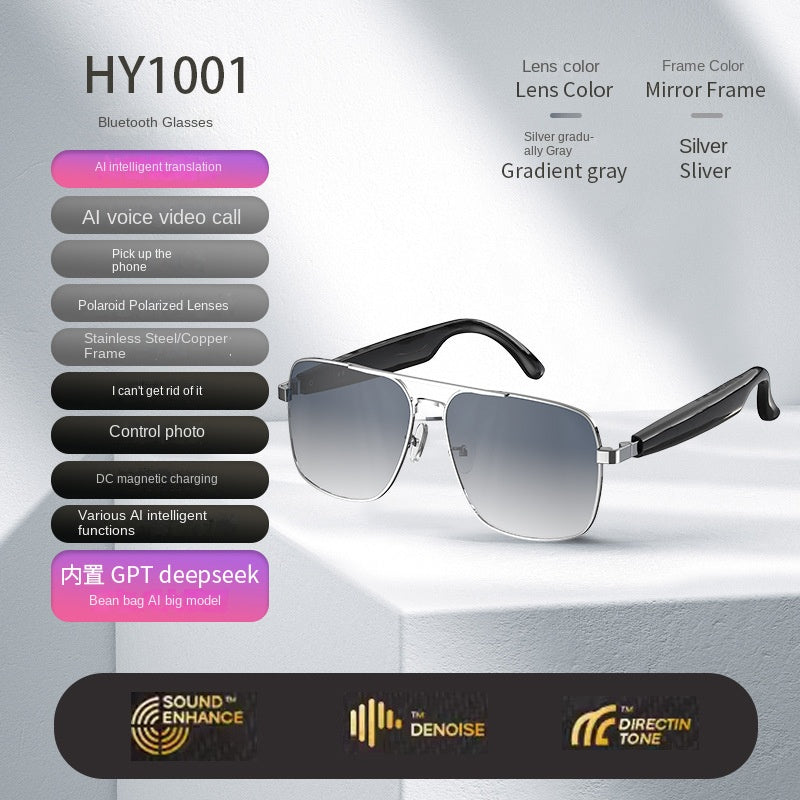 AI Smart Sunglasses – Bluetooth, Real-Time Translation & Open-Ear Audio