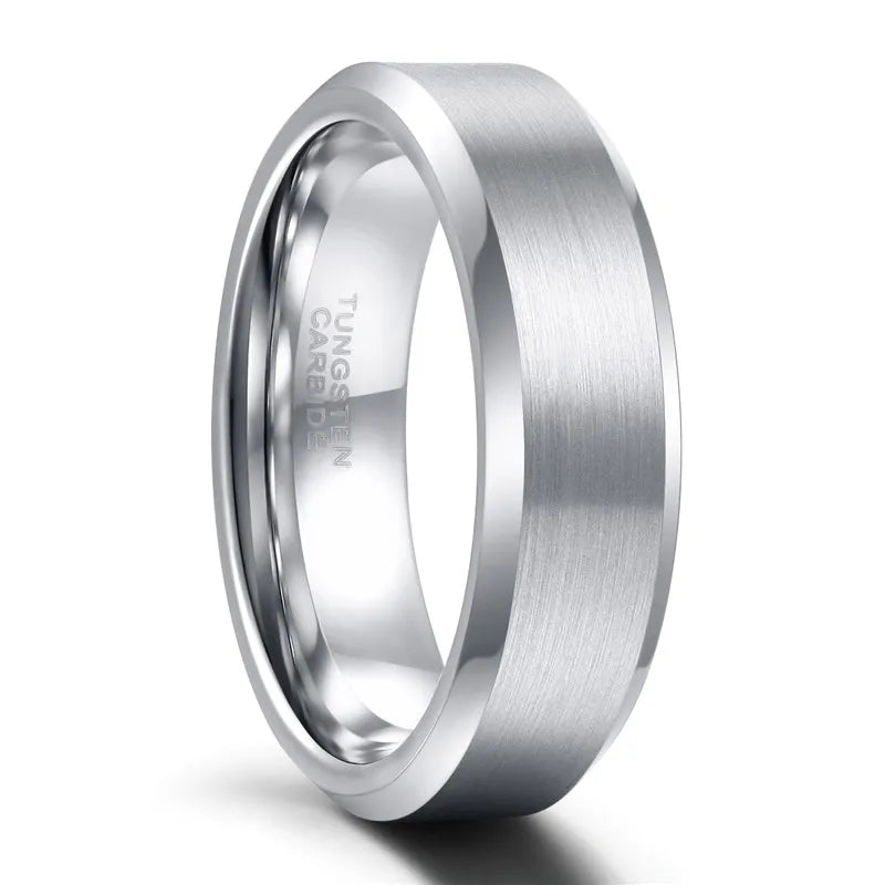 TIGRADE 4/6/8/mm Black Tungsten Carbide Ring Men Brushed Silver Color Wedding Band Women Engagement Rings For Male Jewelry