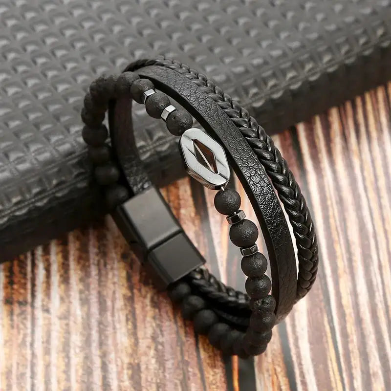 Men's Hand-Woven Leather Bracelet