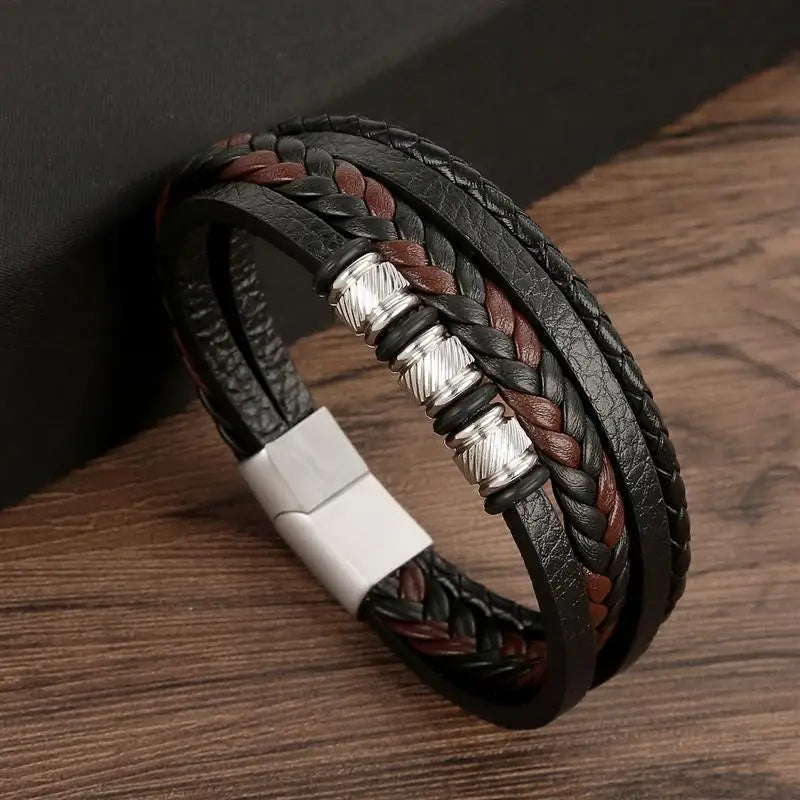 Men's Hand-Woven Leather Bracelet