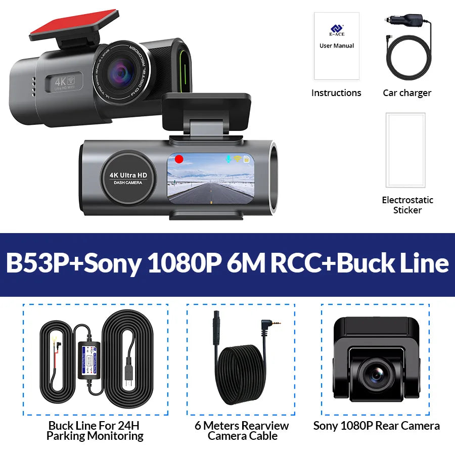 4K UHD Dash Cam with Night Vision, GPS & Wi-Fi