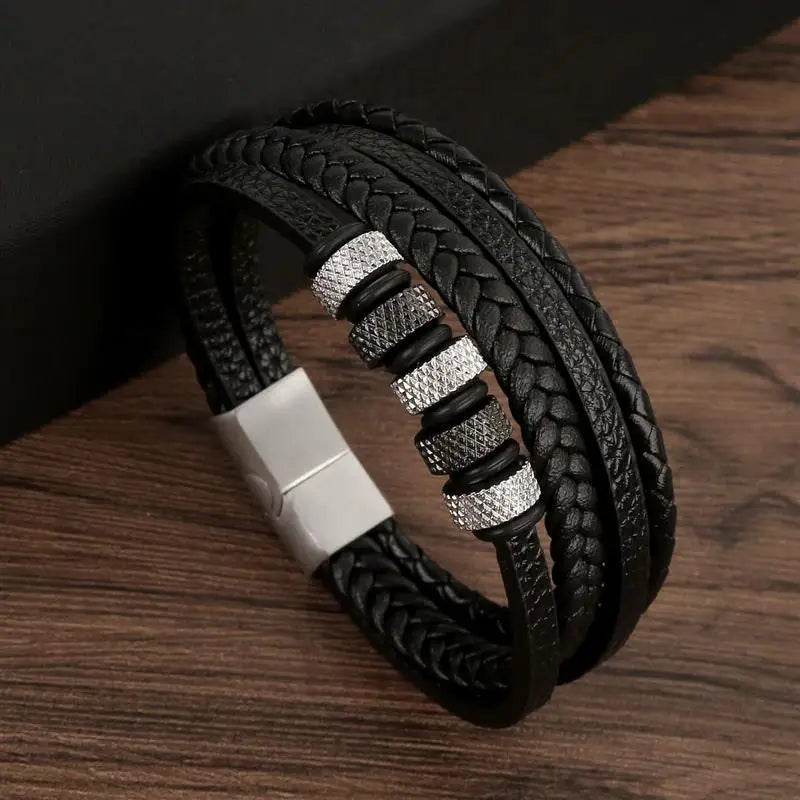 Men's Hand-Woven Leather Bracelet