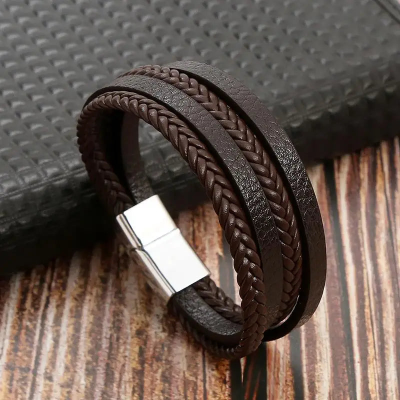 Men's Hand-Woven Leather Bracelet