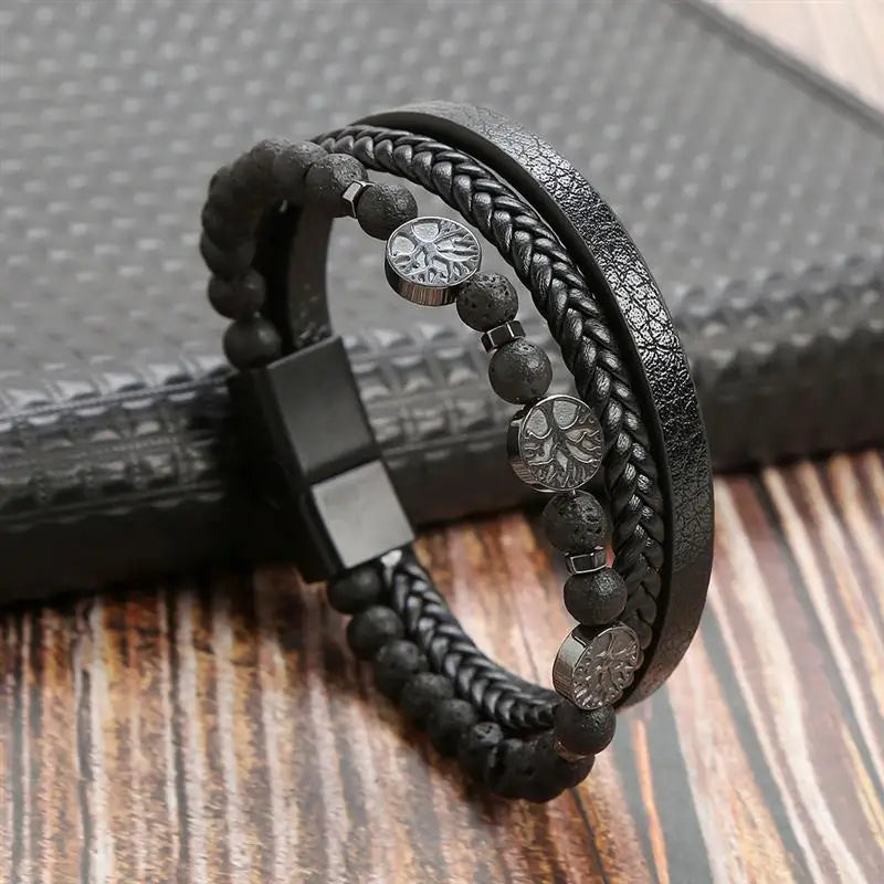 Men's Hand-Woven Leather Bracelet