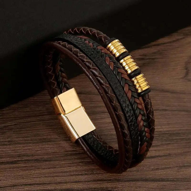 Men's Hand-Woven Leather Bracelet