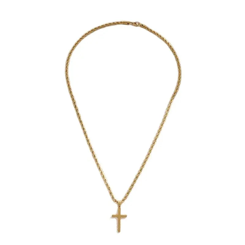 Cross Pendant Necklace – Gold Tone | Unisex