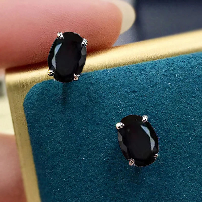 Shiny Oval CZ Stud Earrings for Women | Classic Elegance | Novexa