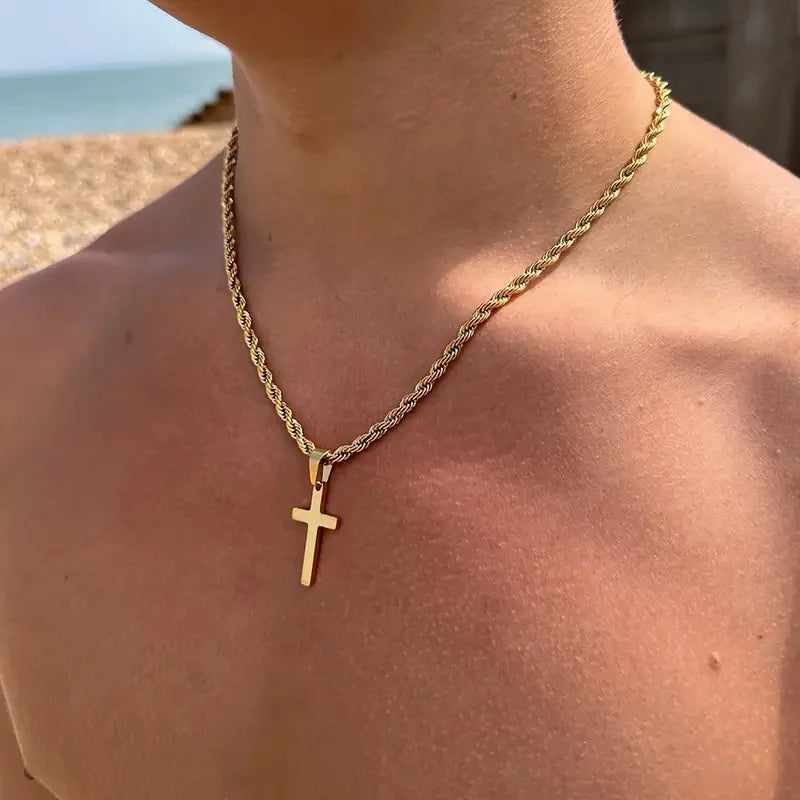 Cross Pendant Necklace – Gold Tone | Unisex