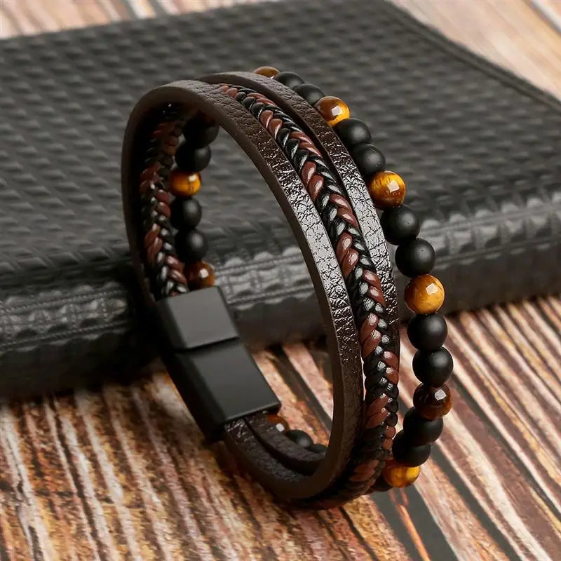 Men's Hand-Woven Leather Bracelet
