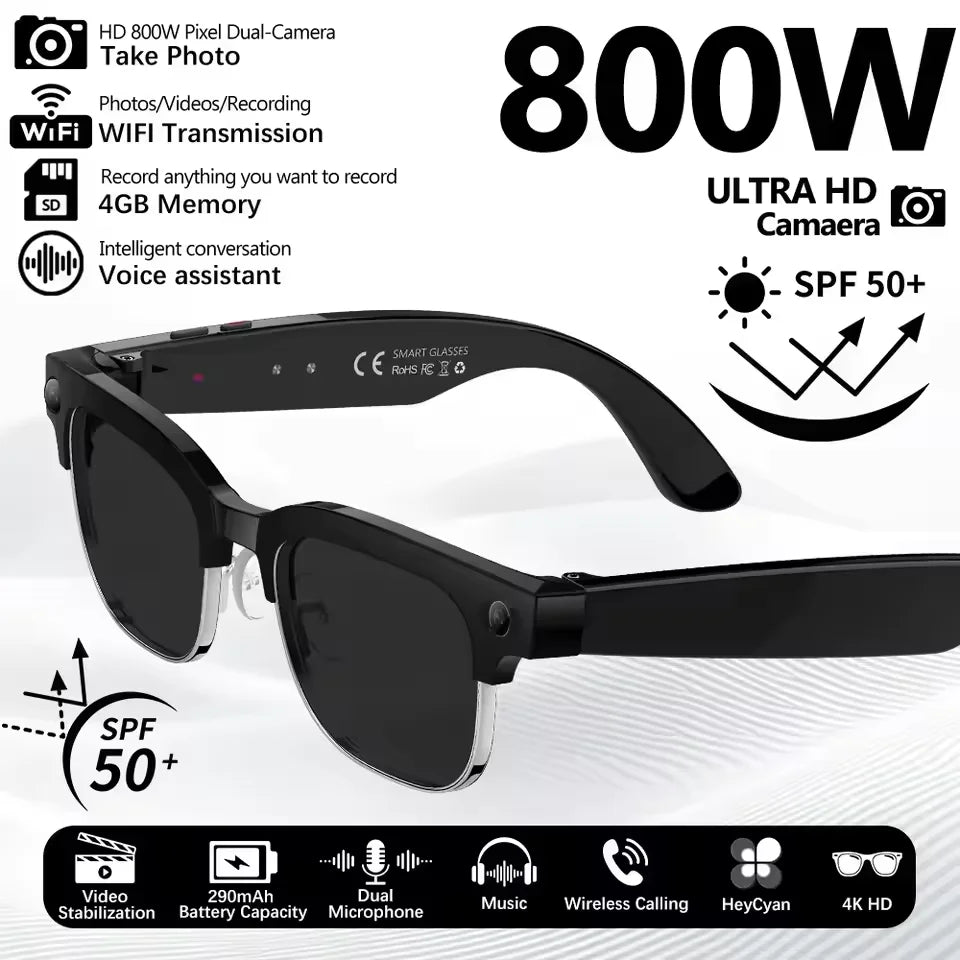 Smart Glasses 800W Pixel – Camera, AI Recognition & Language Translation