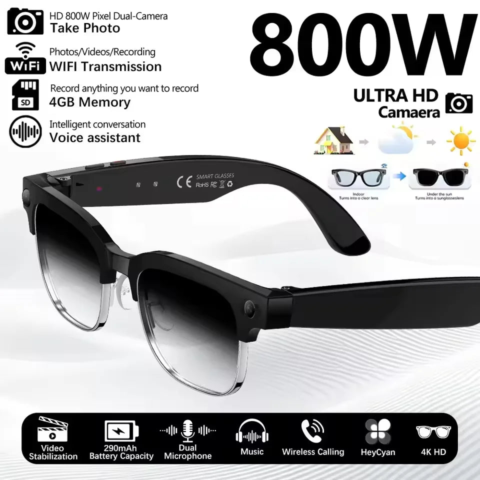 Smart Glasses 800W Pixel – Camera, AI Recognition & Language Translation