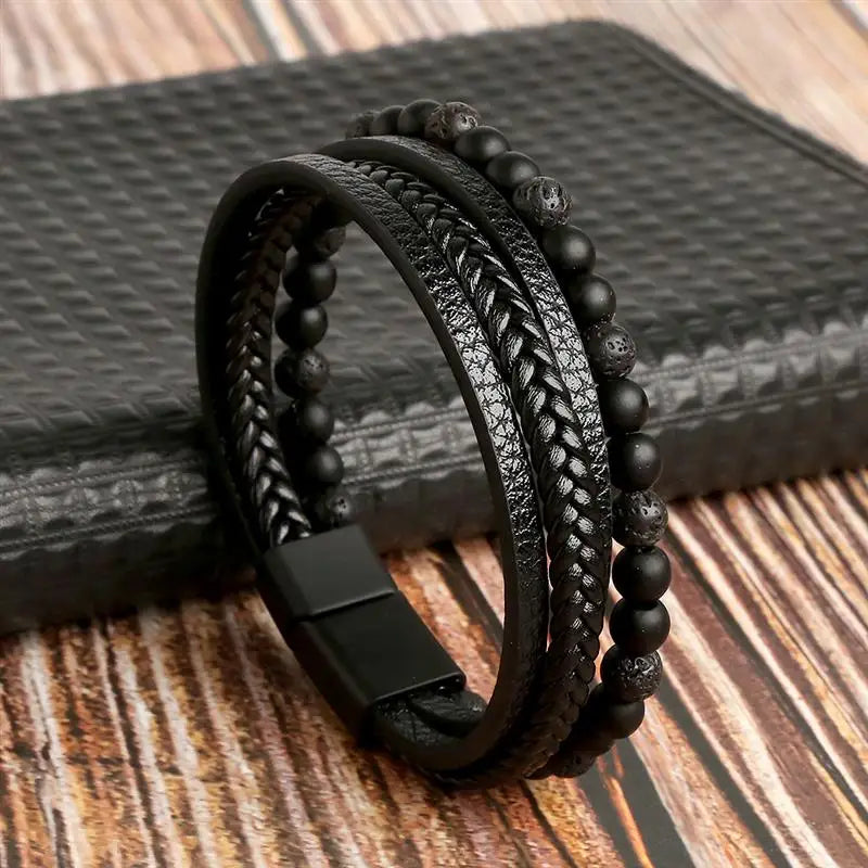 Men's Hand-Woven Leather Bracelet