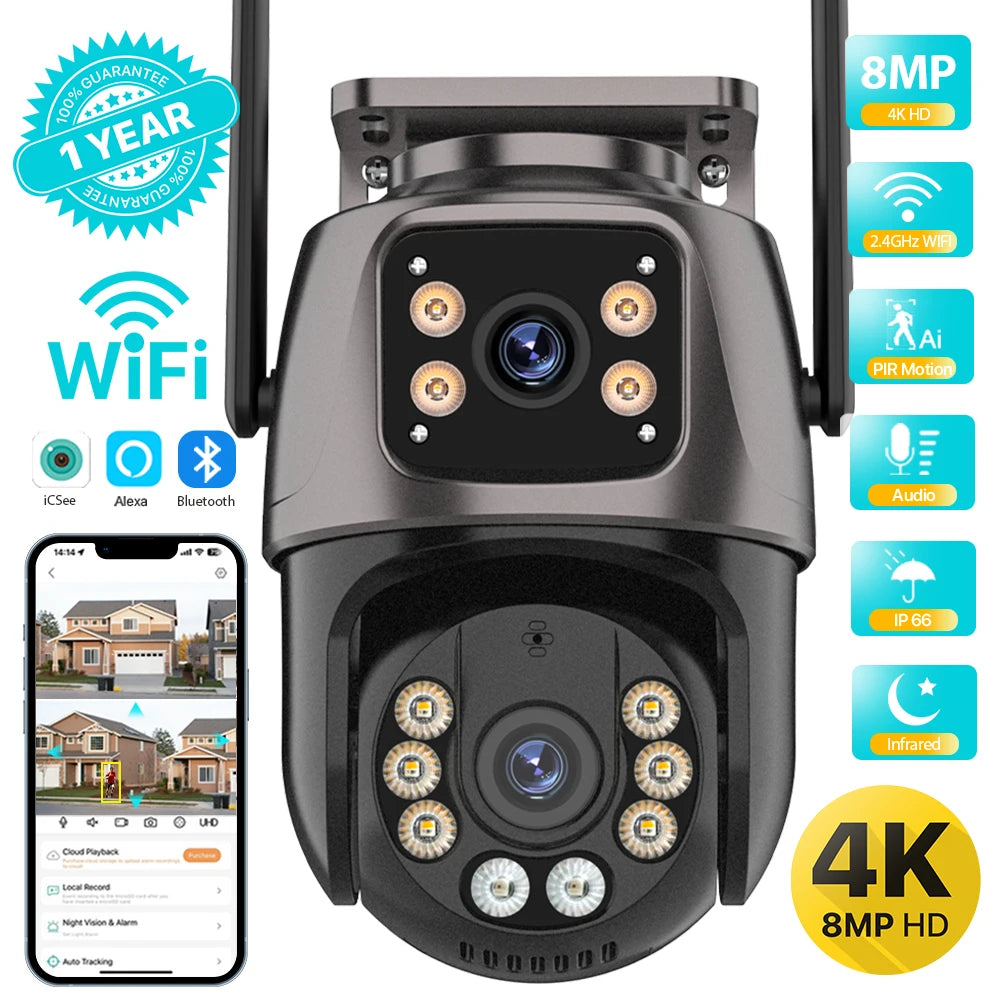4K 8MP Outdoor WiFi PTZ Security Camera