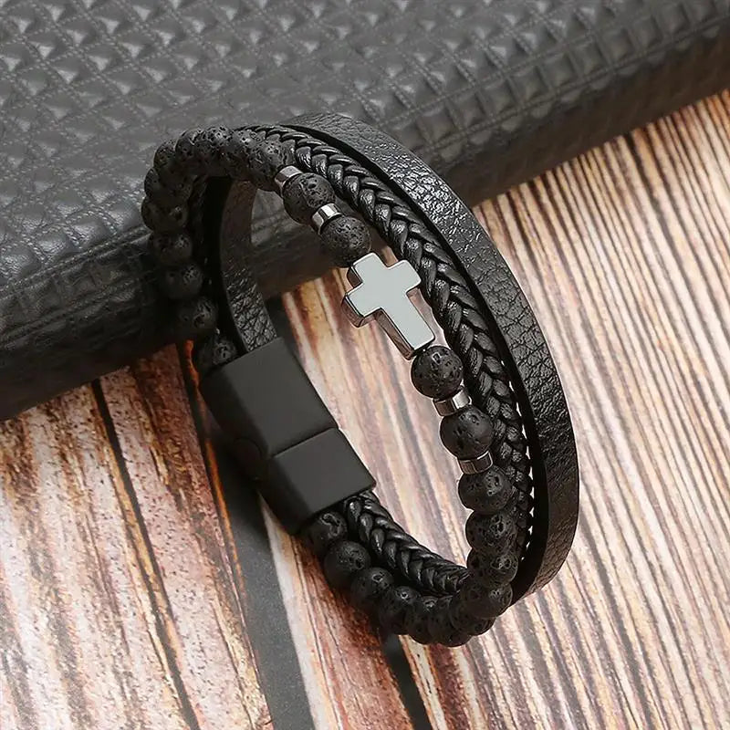 Men's Hand-Woven Leather Bracelet
