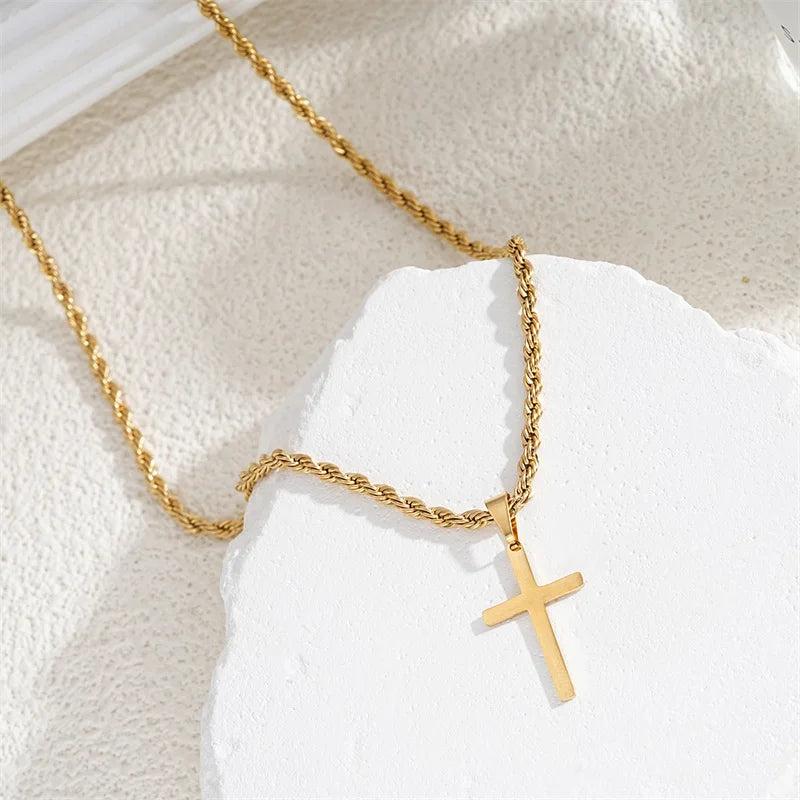 Cross Pendant Necklace – Gold Tone | Unisex