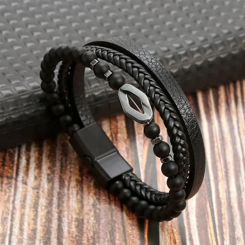 Men's Hand-Woven Leather Bracelet