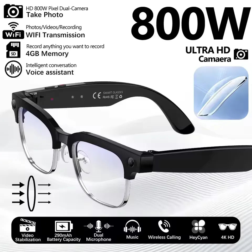 Smart Glasses 800W Pixel – Camera, AI Recognition & Language Translation