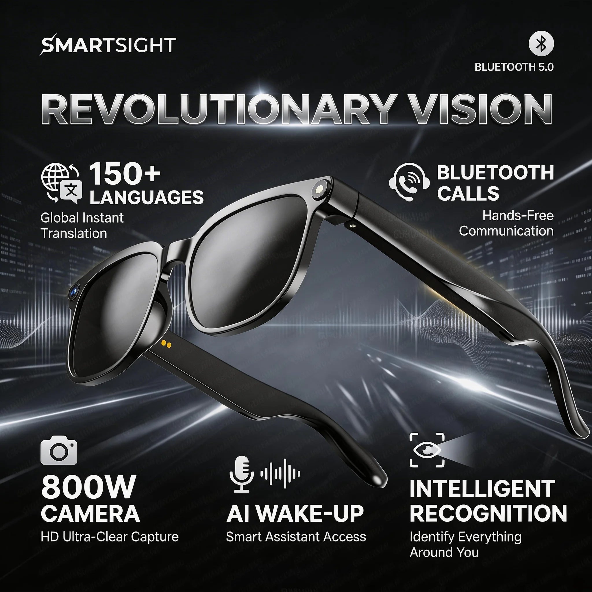 4K Smart Glasses – HD Camera, ChatGPT & 150+ Language Translation