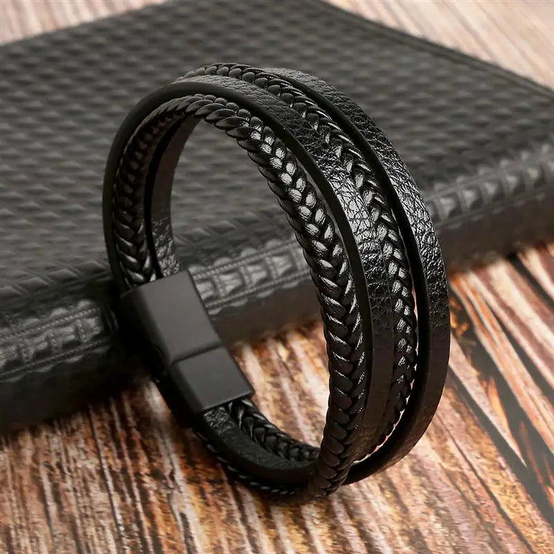 Men's Hand-Woven Leather Bracelet