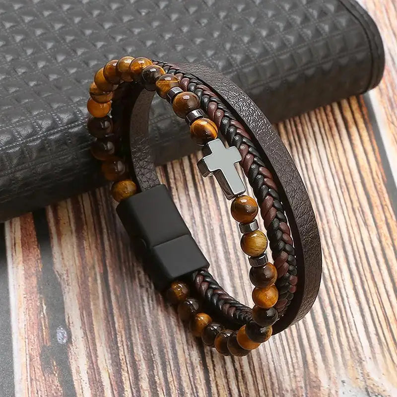 Men's Hand-Woven Leather Bracelet