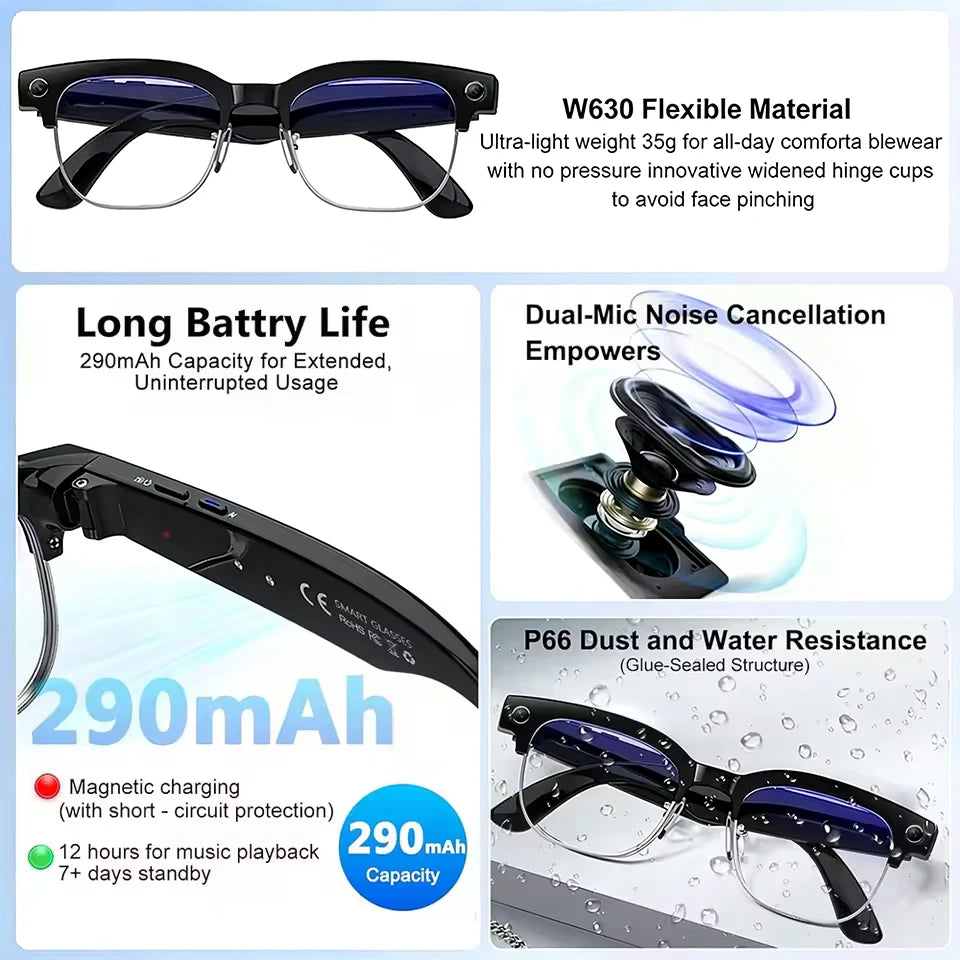 Smart Glasses 800W Pixel – Camera, AI Recognition & Language Translation