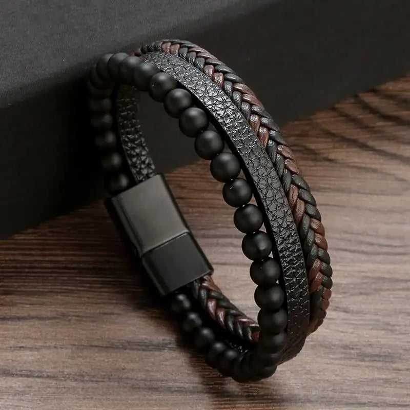 Men's Hand-Woven Leather Bracelet