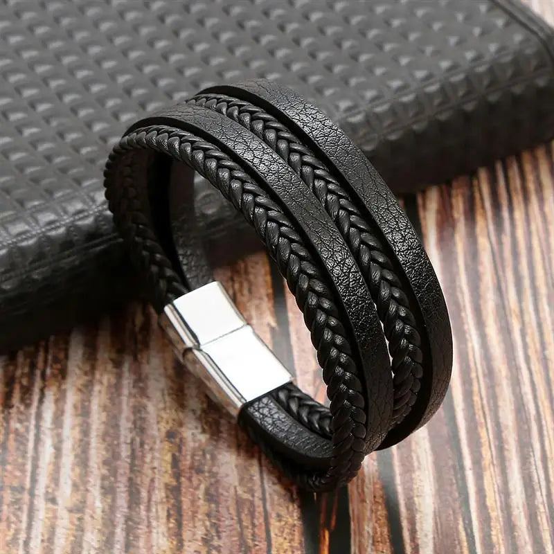 Men's Hand-Woven Leather Bracelet