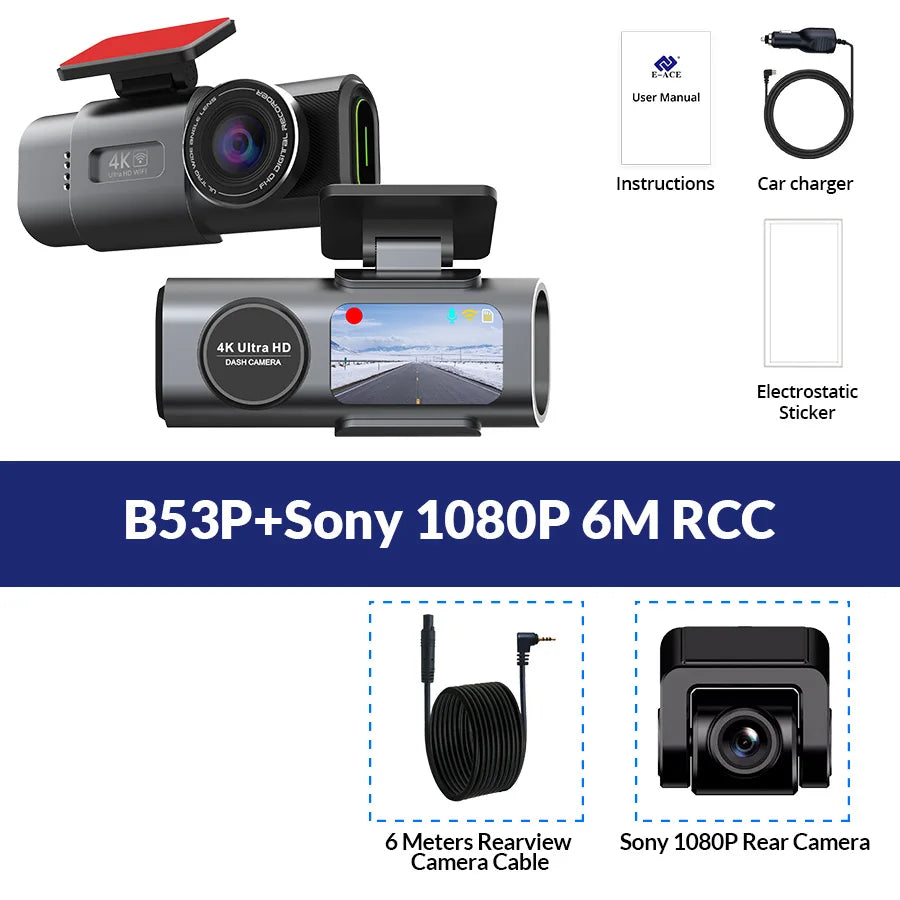 4K UHD Dash Cam with Night Vision, GPS & Wi-Fi