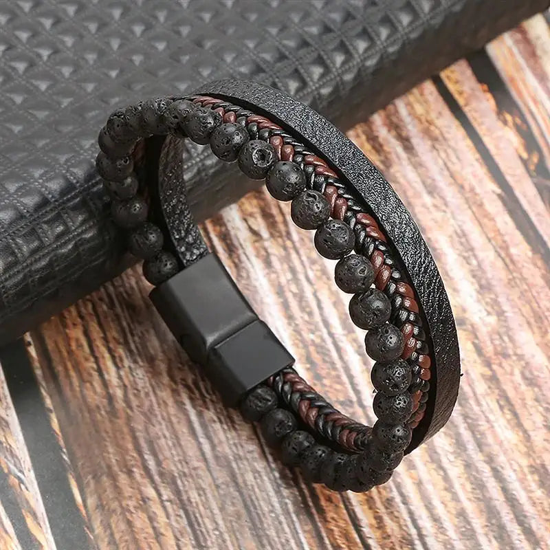 Men's Hand-Woven Leather Bracelet