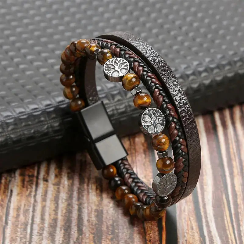 Men's Hand-Woven Leather Bracelet