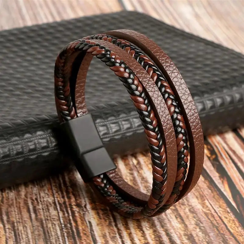 Men's Hand-Woven Leather Bracelet