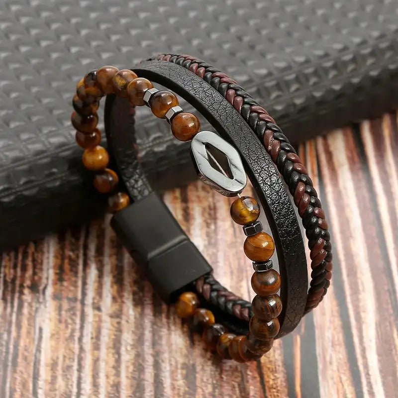 Men's Hand-Woven Leather Bracelet