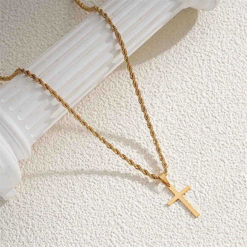 Cross Pendant Necklace – Gold Tone | Unisex