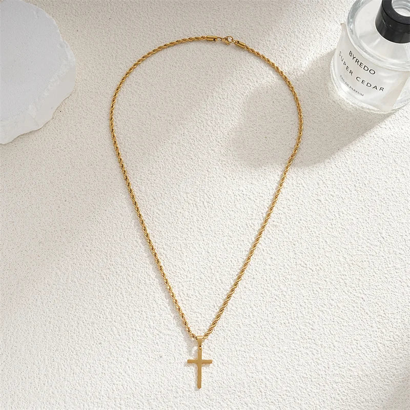 Cross Pendant Necklace – Gold Tone | Unisex