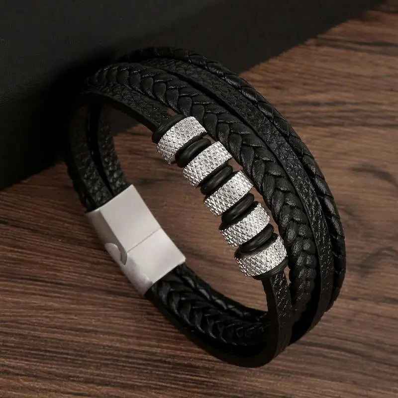 Men's Hand-Woven Leather Bracelet