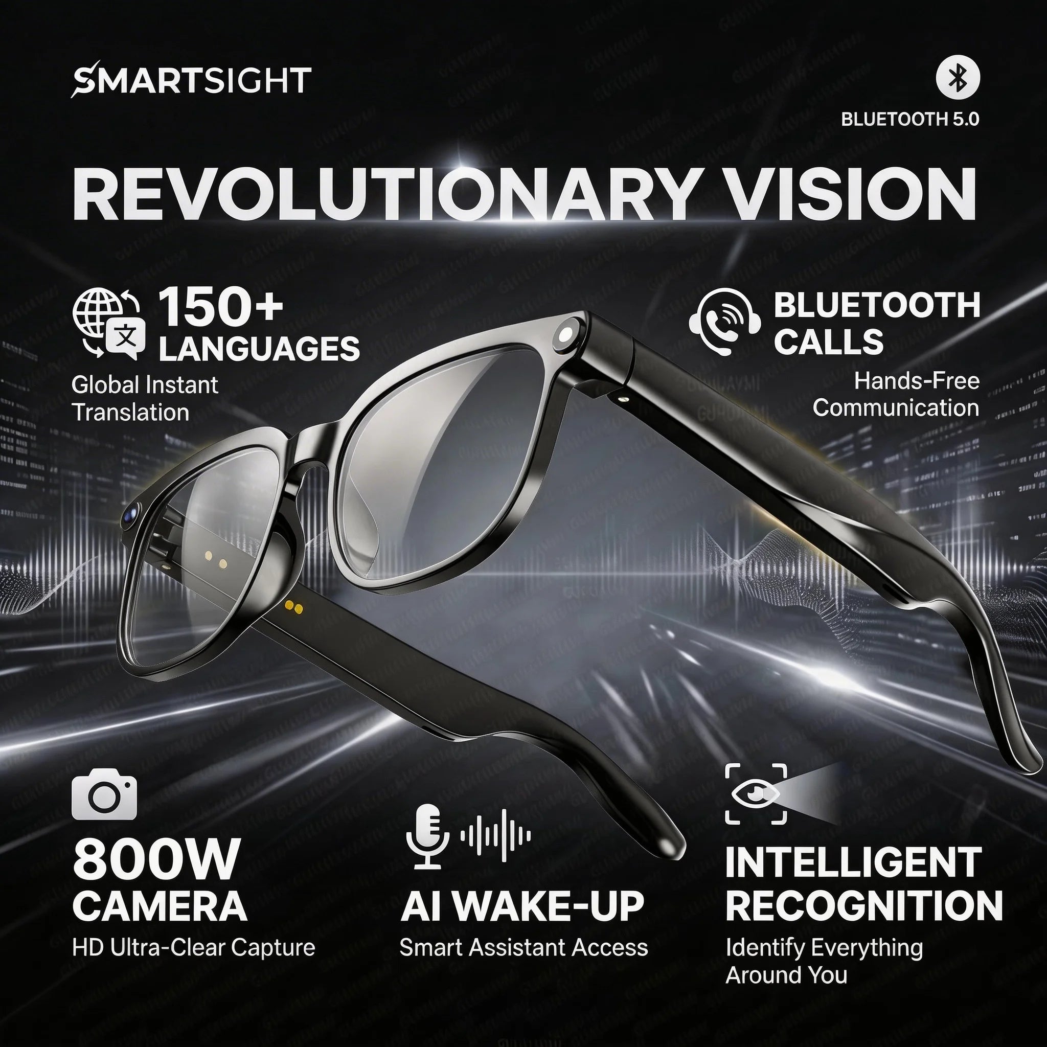 4K Smart Glasses – HD Camera, ChatGPT & 150+ Language Translation
