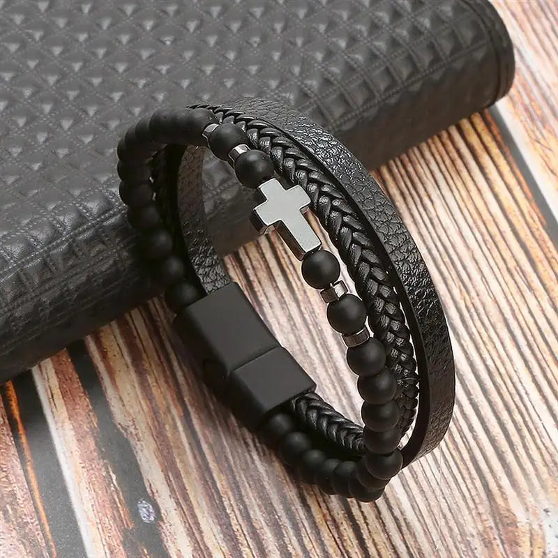 Men's Hand-Woven Leather Bracelet