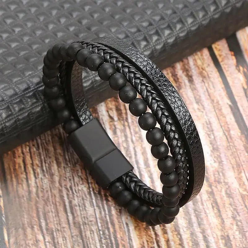Men's Hand-Woven Leather Bracelet
