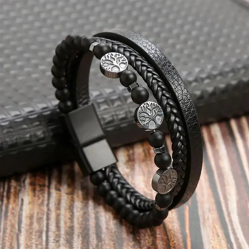 Men's Hand-Woven Leather Bracelet