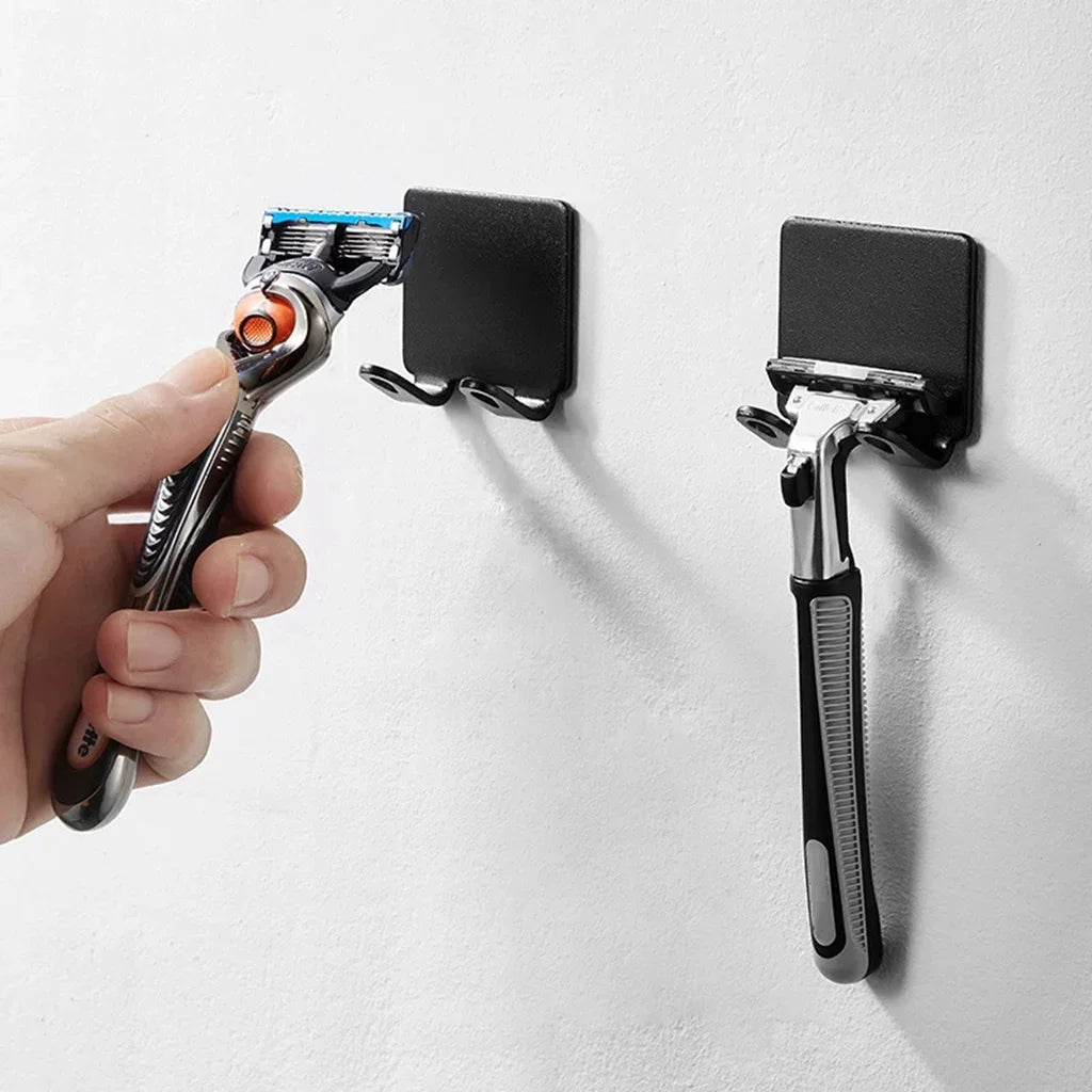 Wall-Mounted Stainless Steel Razor Holder & Shaving Shelf