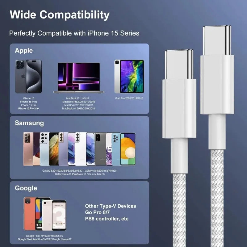 3PCS USB C Cable to USB C
