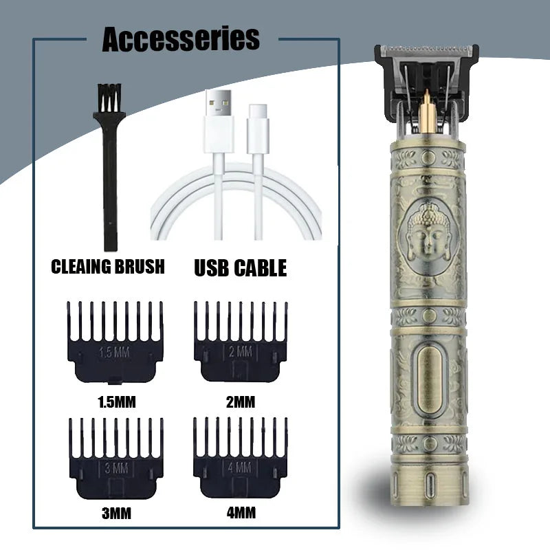 Vintage T9 Rechargeable Hair Clipper & Trimmer for Men